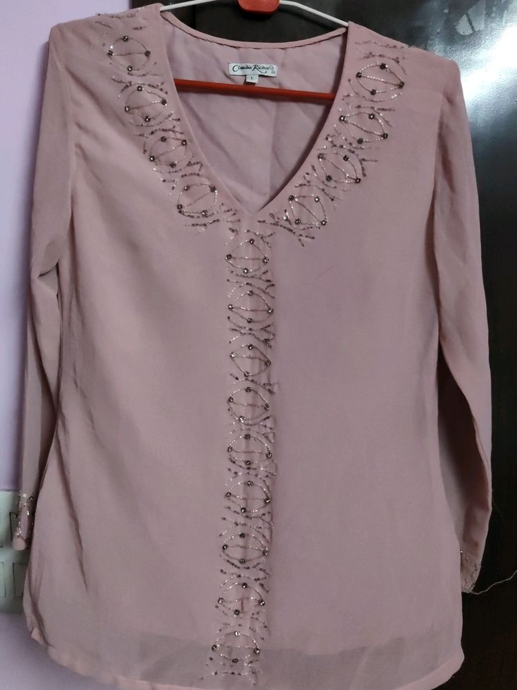 Pink Georgette Casual Top