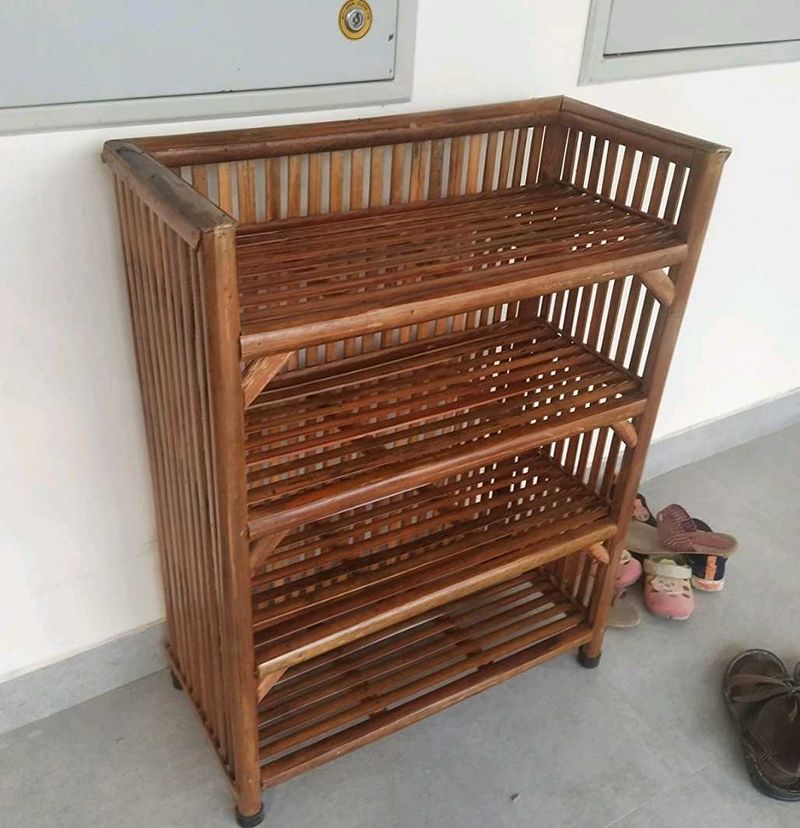 Bamboo Cane Bait Shoe Rack Wooden Slipper and Sho