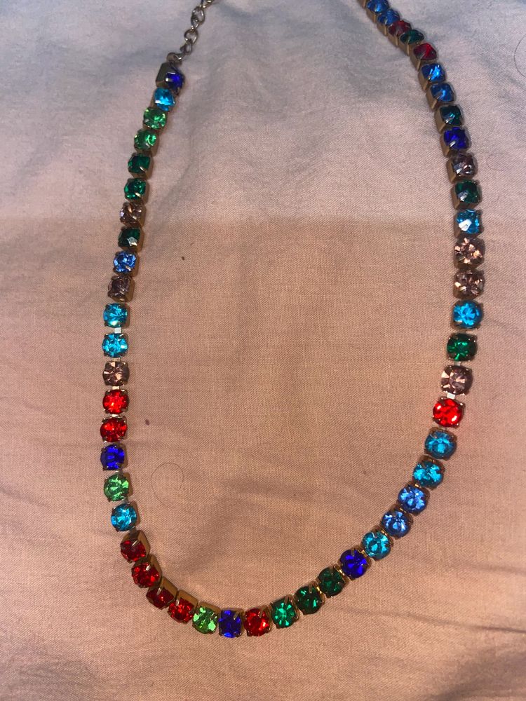 2 In 1 Multicolour American Diamond Necklace