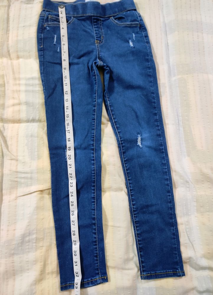 Ripped Blue Jeggings For 8-10 Year Girls