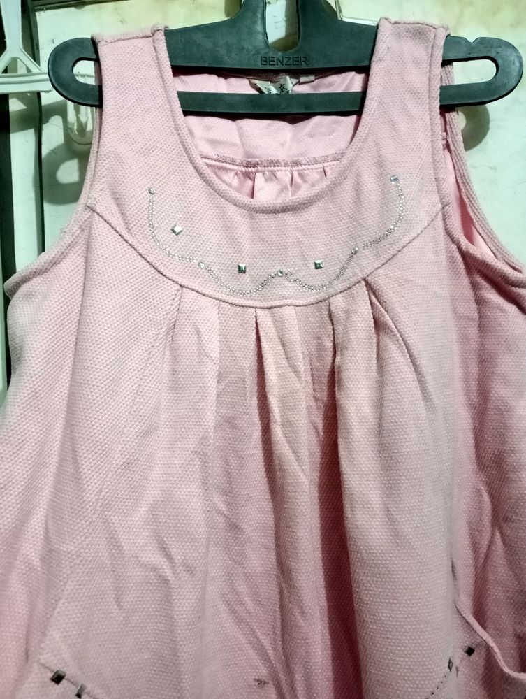 Woolen Baby Pink Kurti Free Size