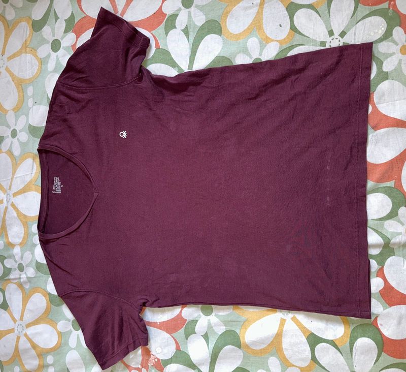 Man’s Beneton Cotton Purple T-shirt For Men