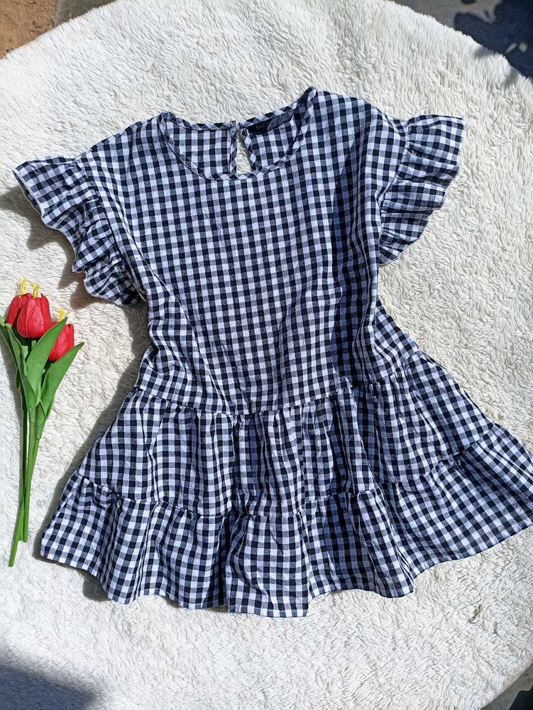 Ruffled Gingham Tiered Top