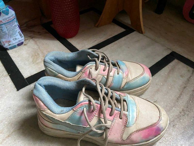 White Pink Blue Shade Shoes