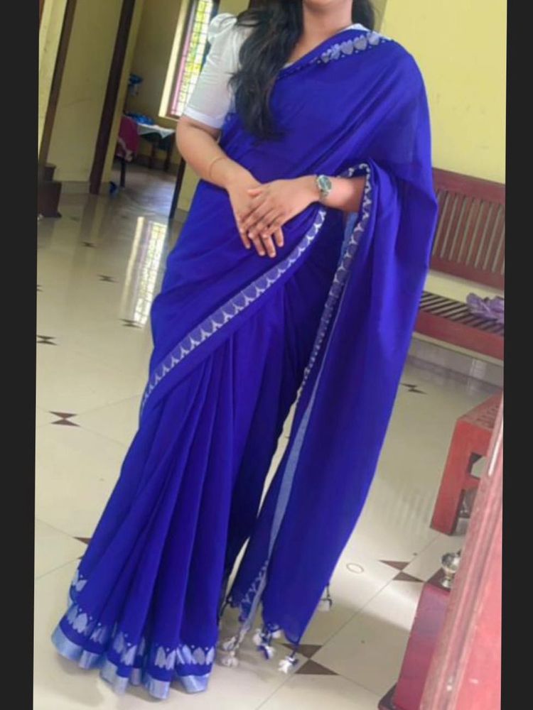 🦋Blue Saree With Blouse On Sale🦋