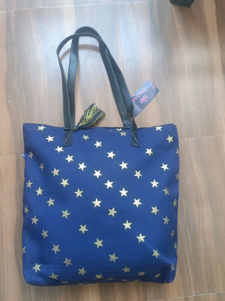 Avaasa Star ⭐ Printed With Tassels Tote Bag