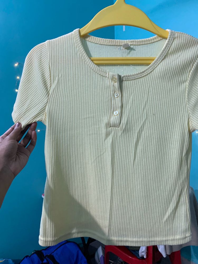 Ribbed Top Yellow Casual