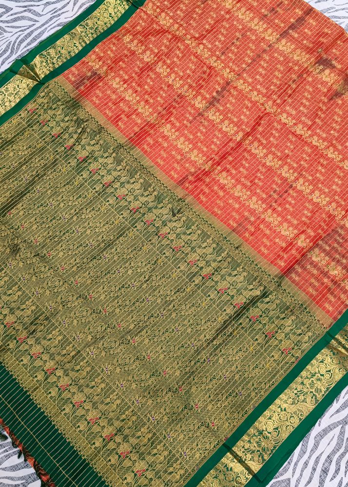 green colour pure kanche pattu saree