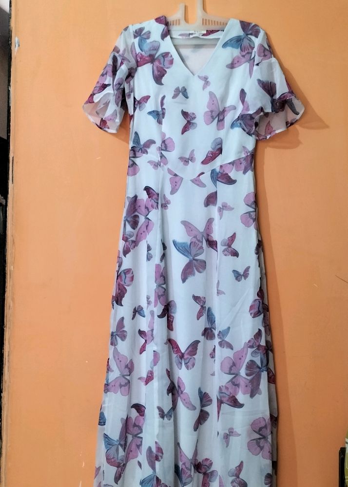 White Maxi Dress Size-34 Inches