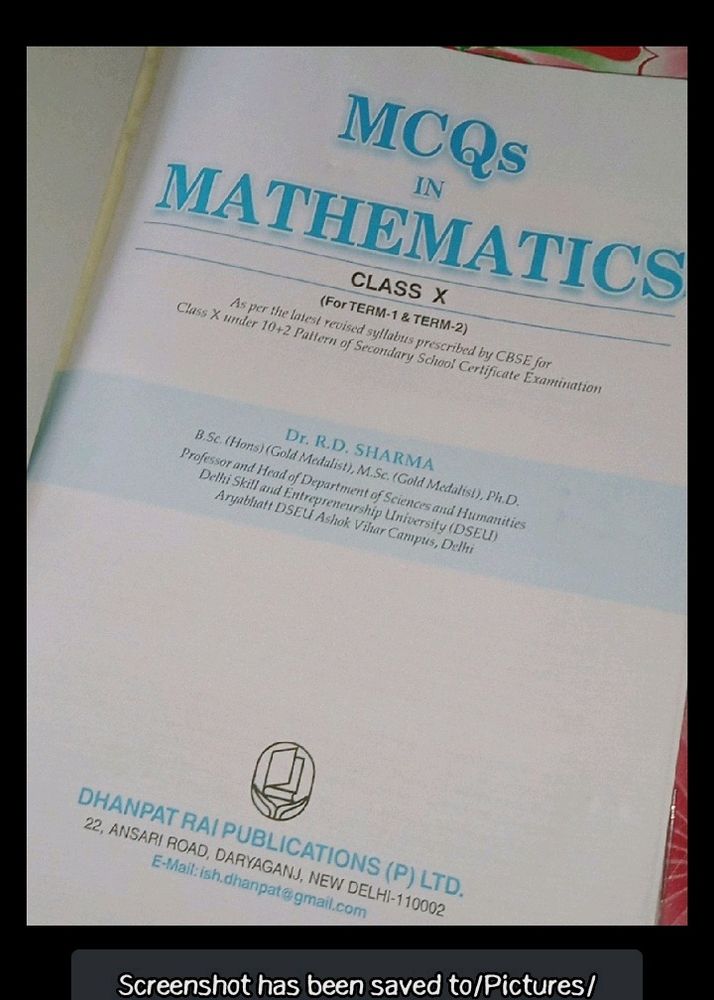 RD SHARMA MATHS BOOK 📚 FIR CLASS10TH MCQ.📖👍🔝