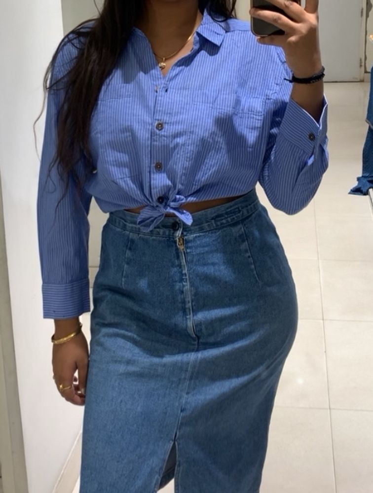 Denim Skirt Comes Below Knees