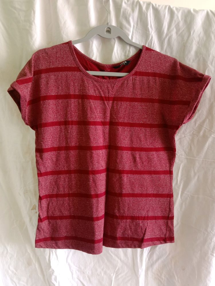 Max Maroon Strip T-shirt(women)