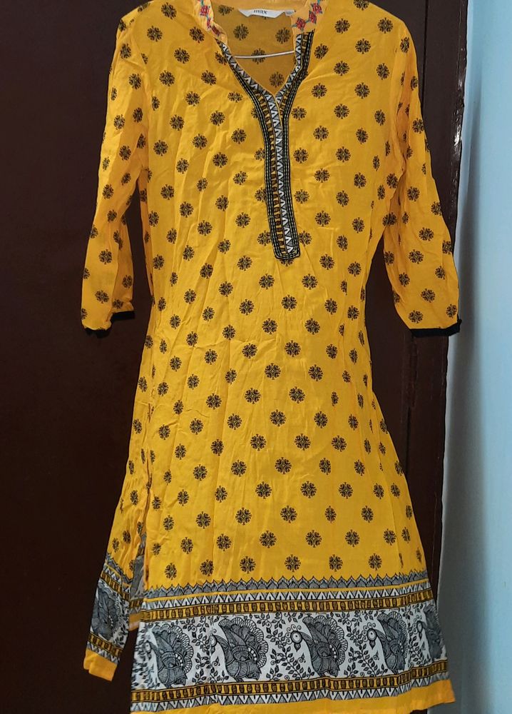 max Women Yellow Kurti Size S