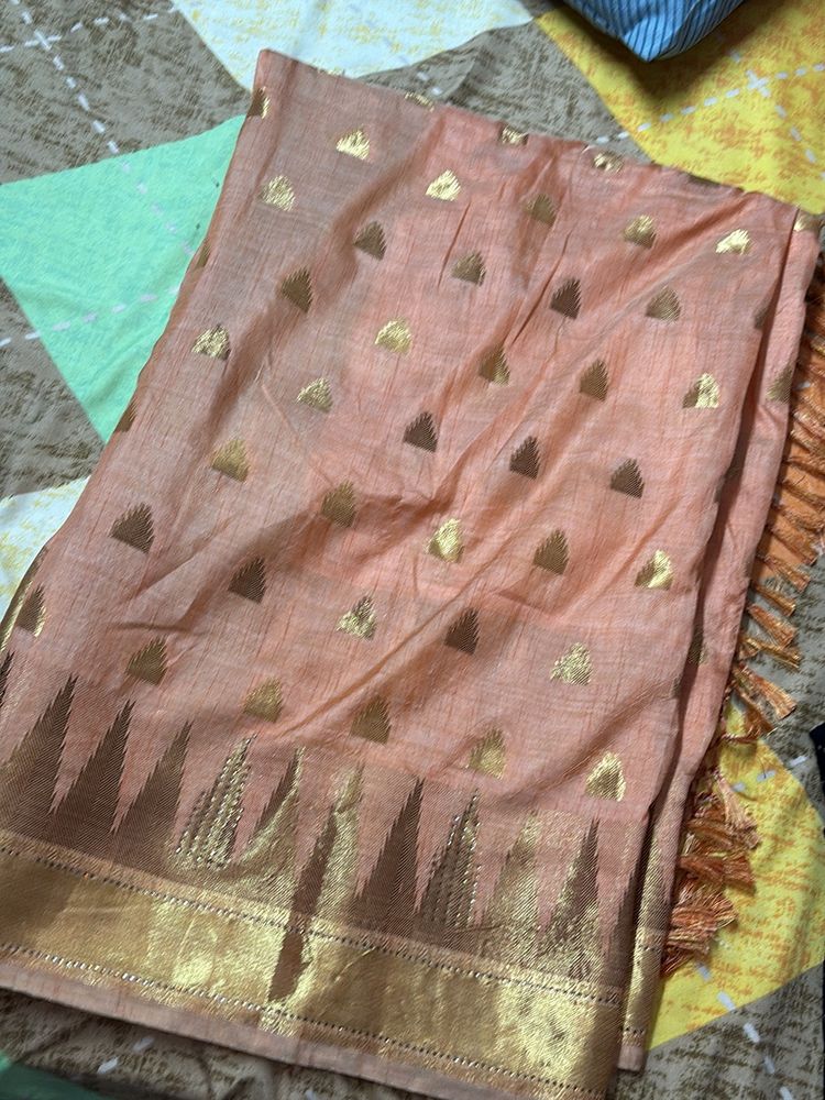 Saree - Peach Green Color