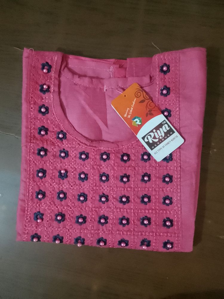 New Pink Kurti With Pearl