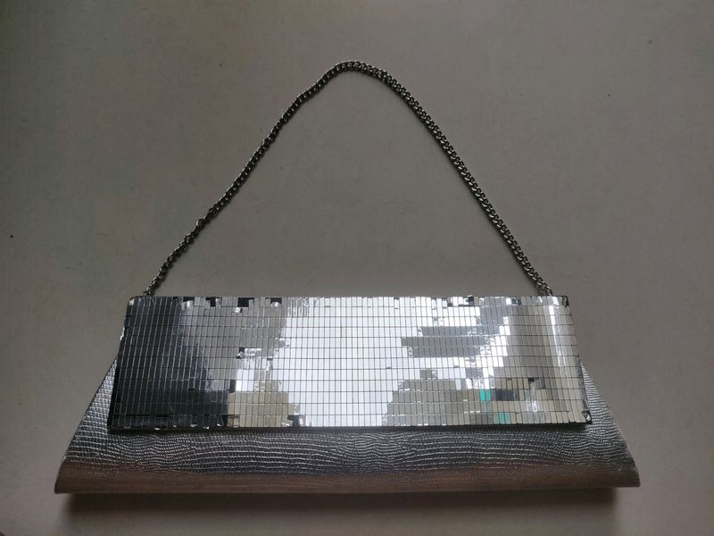 Silver Party Wear Clutch