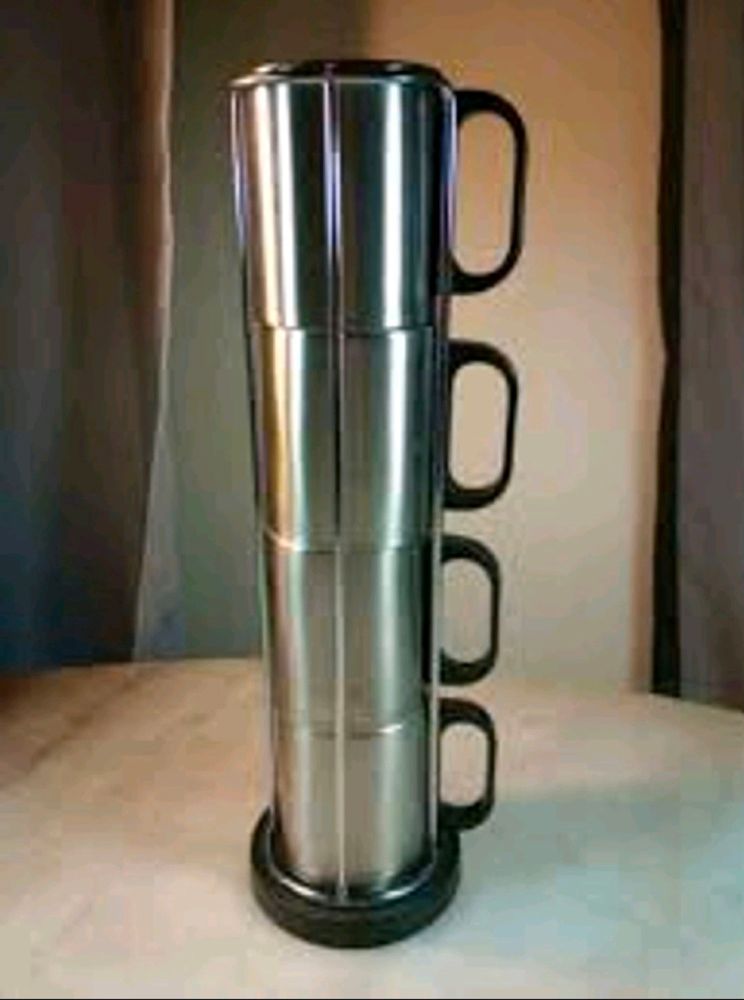 Stainless Steel Mug/Cups Set With Holder