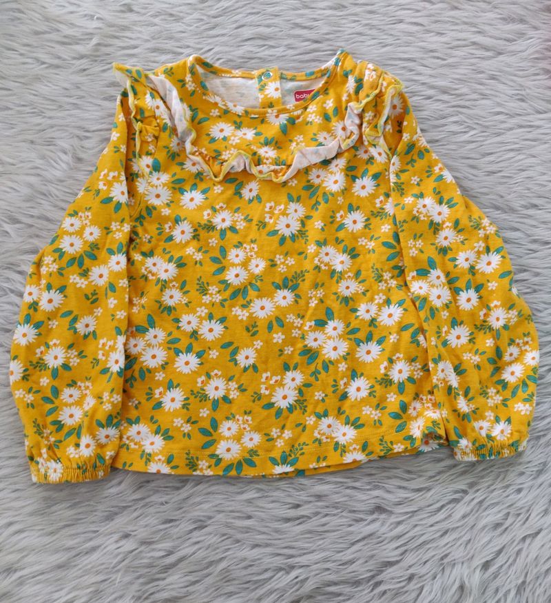 Yellow Printed Top Babygirl