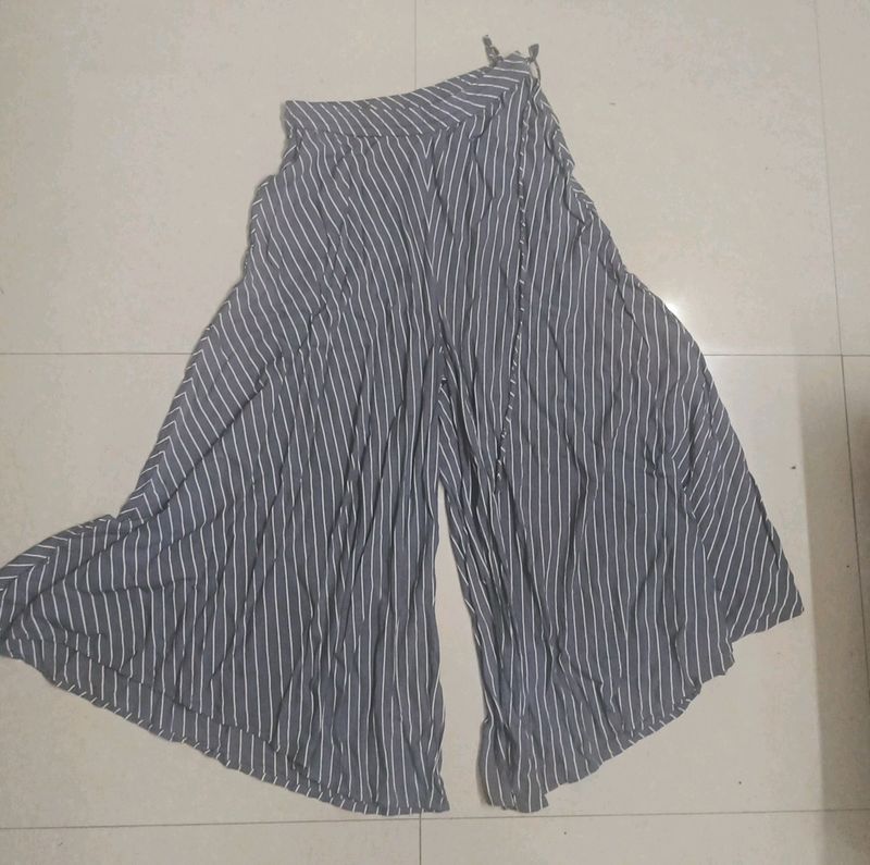 Grey Striped Palazzo Pants