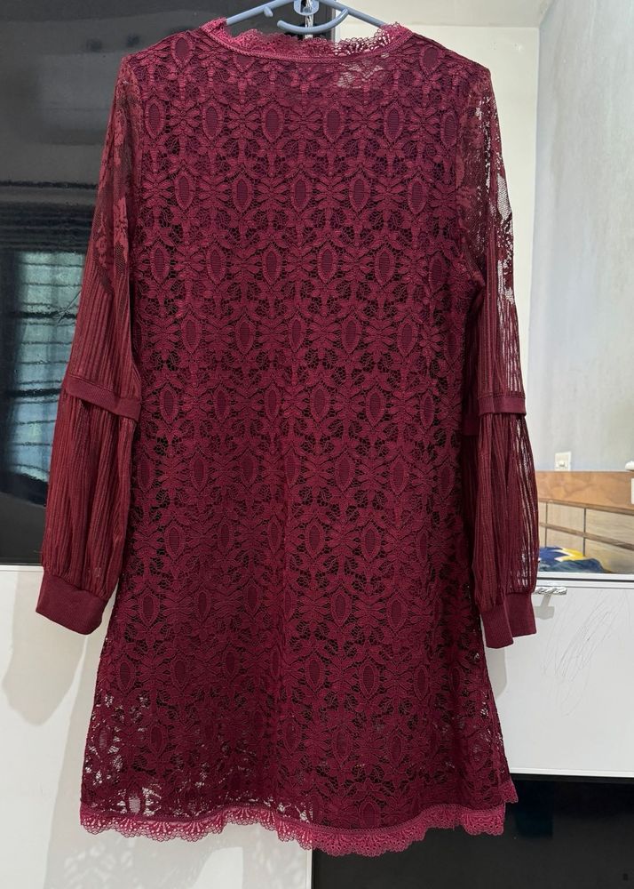 Lacey Maroon Dress