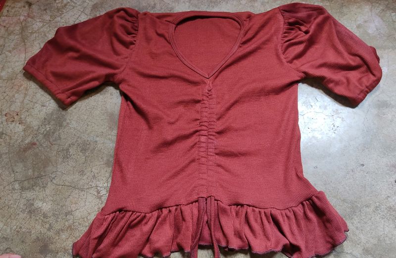 Brown Peplum Crop Top "NEW"