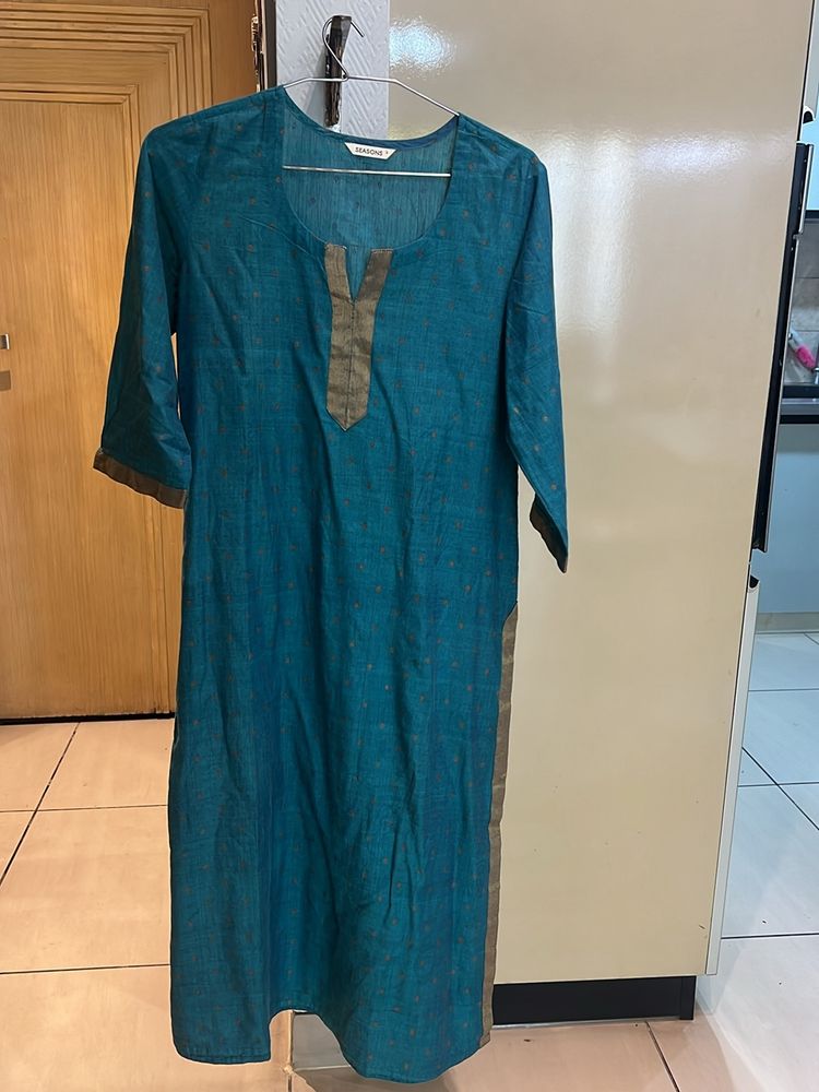 Blue Chanderi Kurta