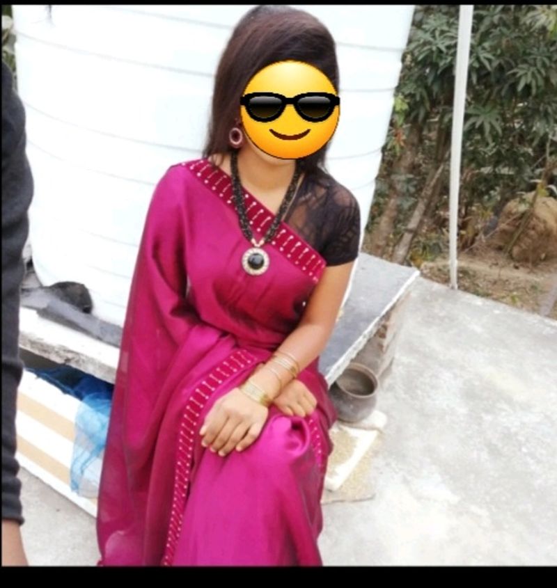 Maroon Chiffon Saree