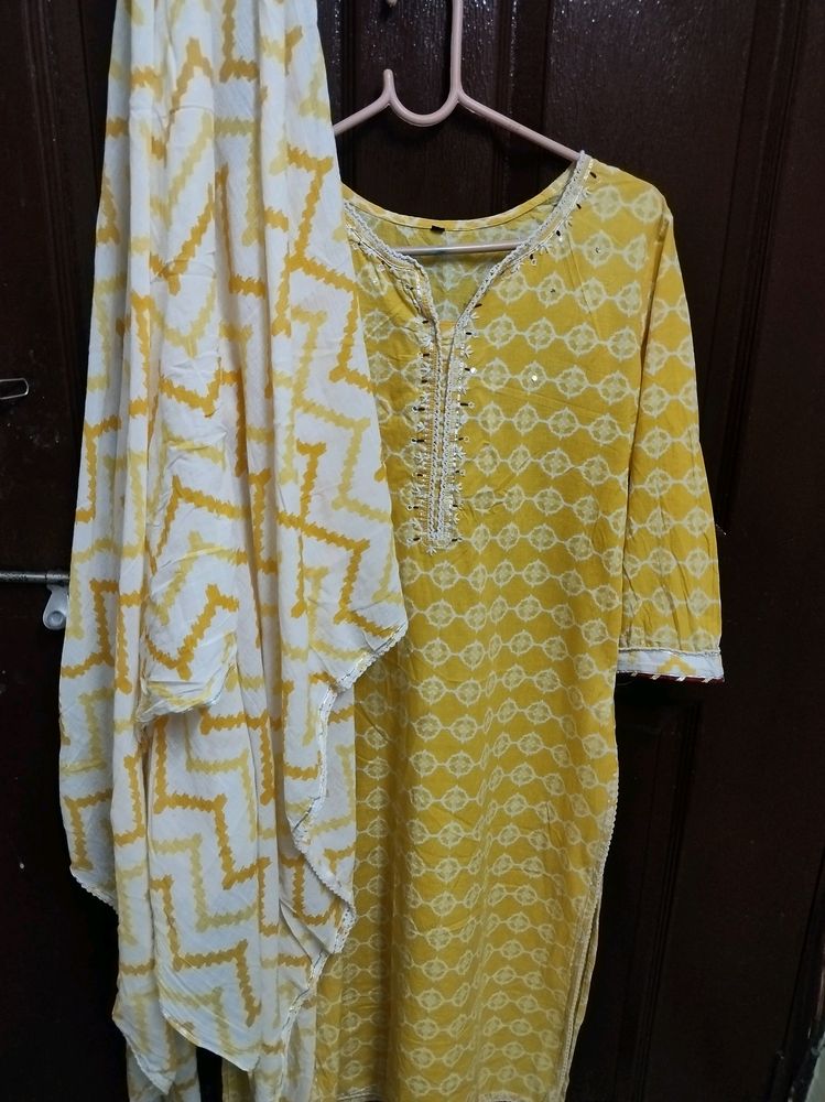 Yello White Kurta Set