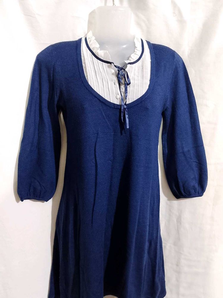 Navy Blue Woolen Dress