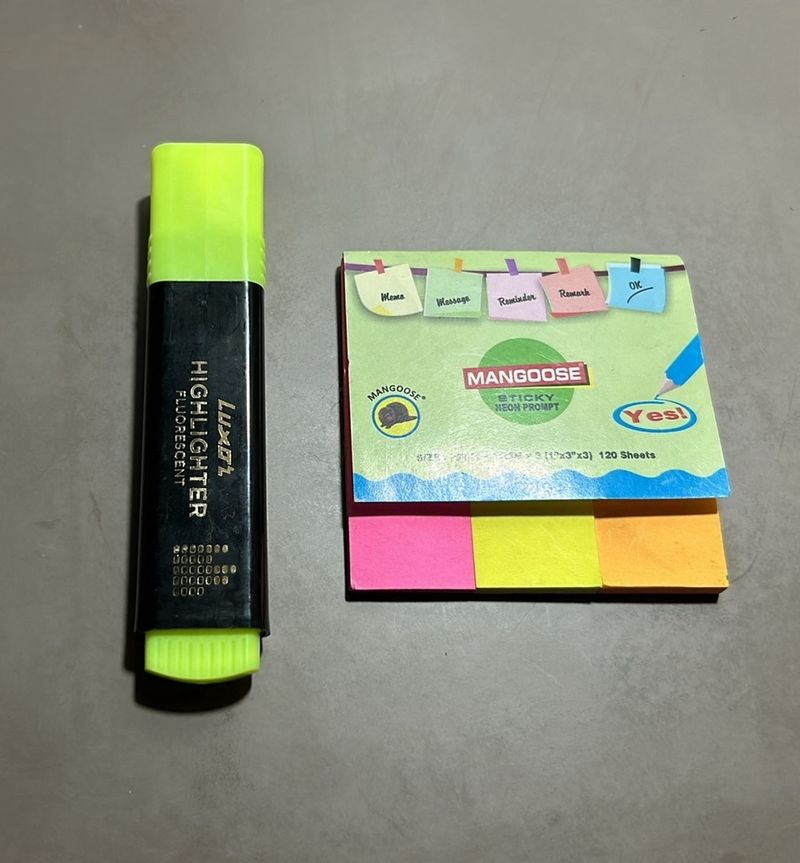 Highlighter And Sticky Note Combo