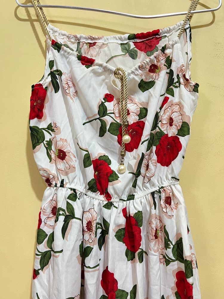 Cute Flower Print Mini Dress