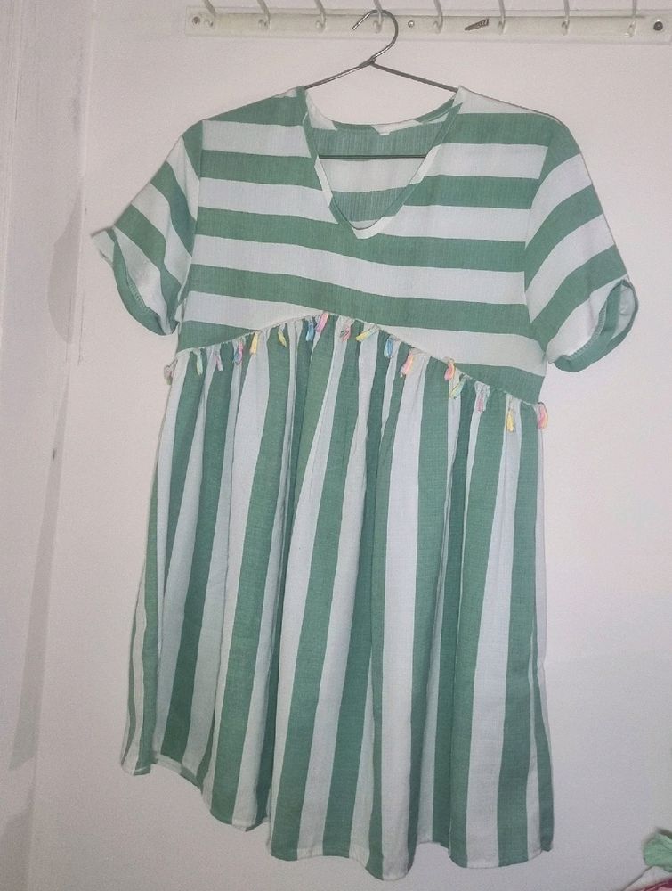 Green Tussels Mini Dress