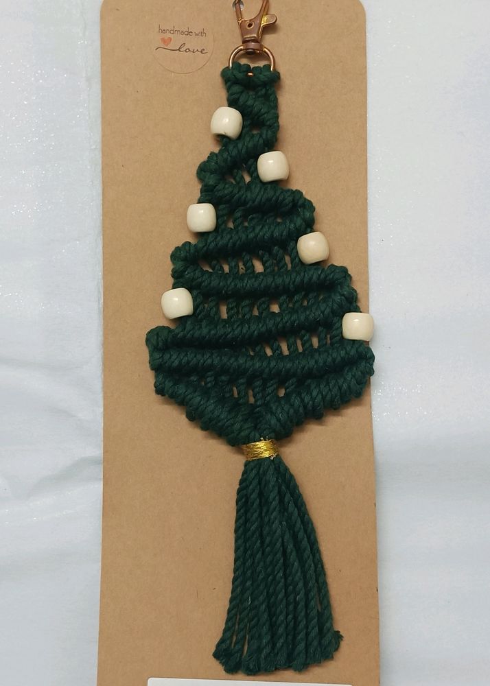 Macrame Christmas Tree Keychain