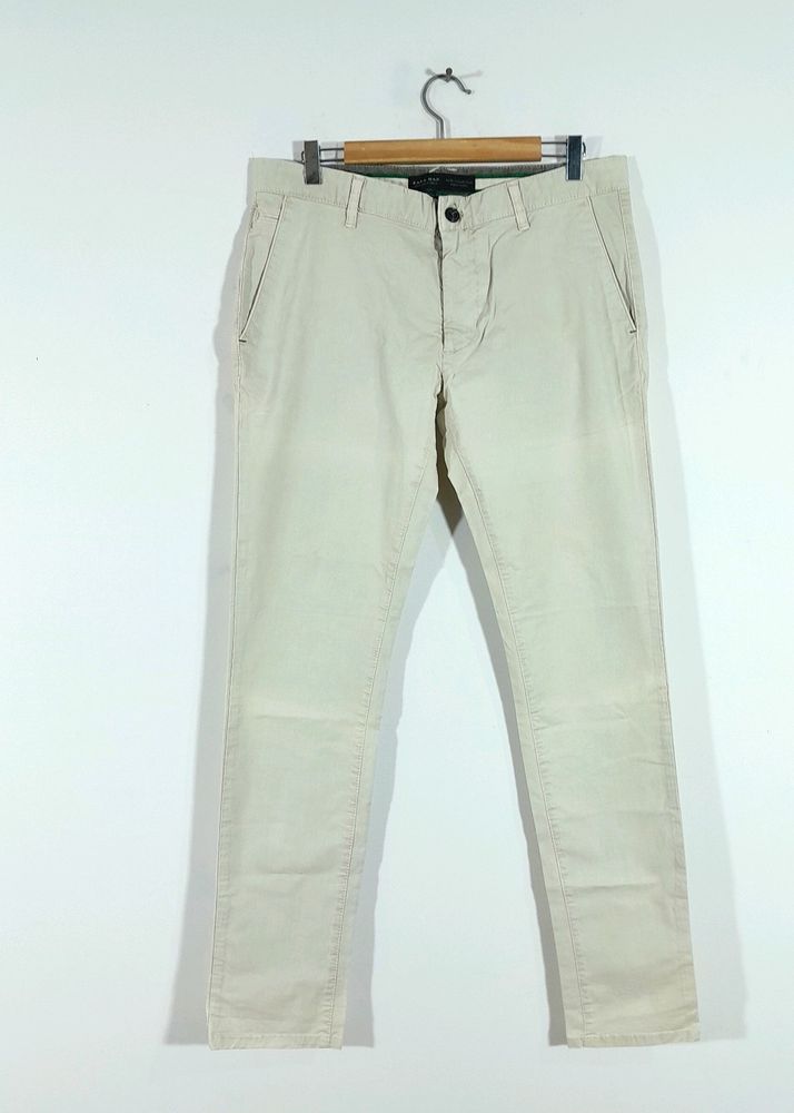 Cream Cotton Pant For Men's