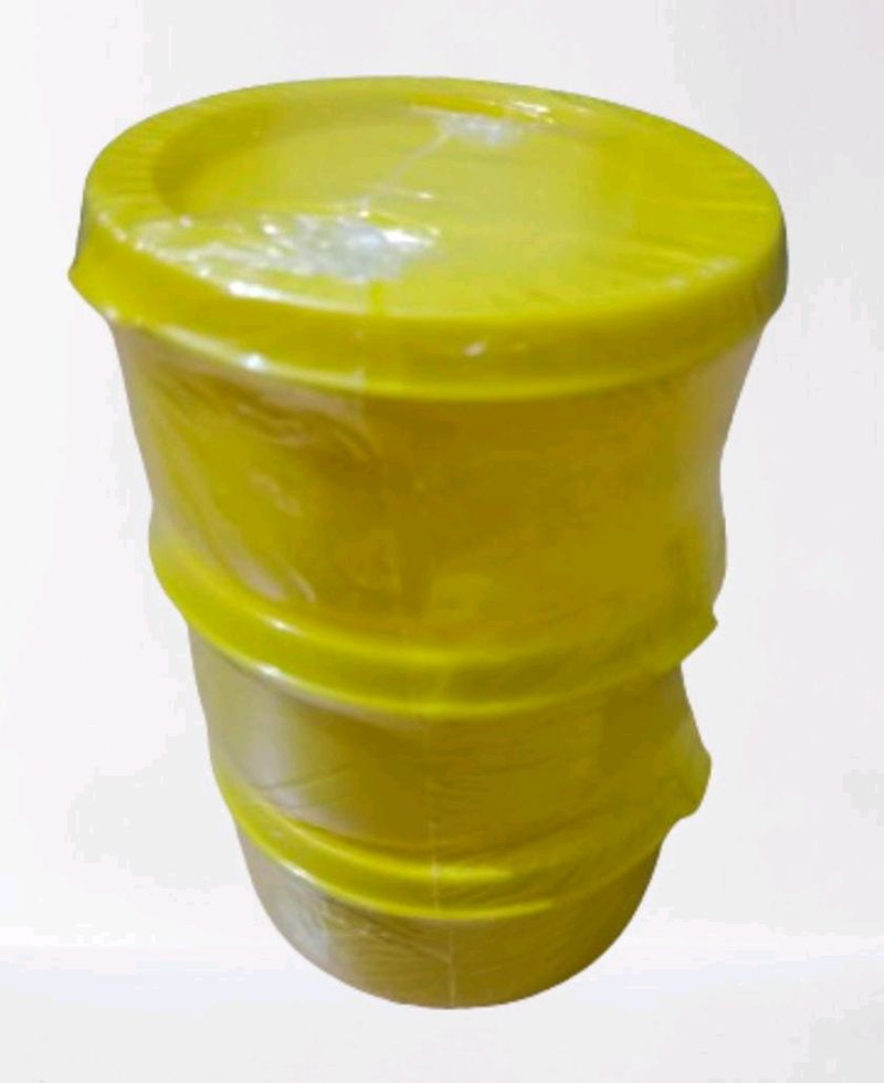 Yellow Colored Spice Container With Zari Thread