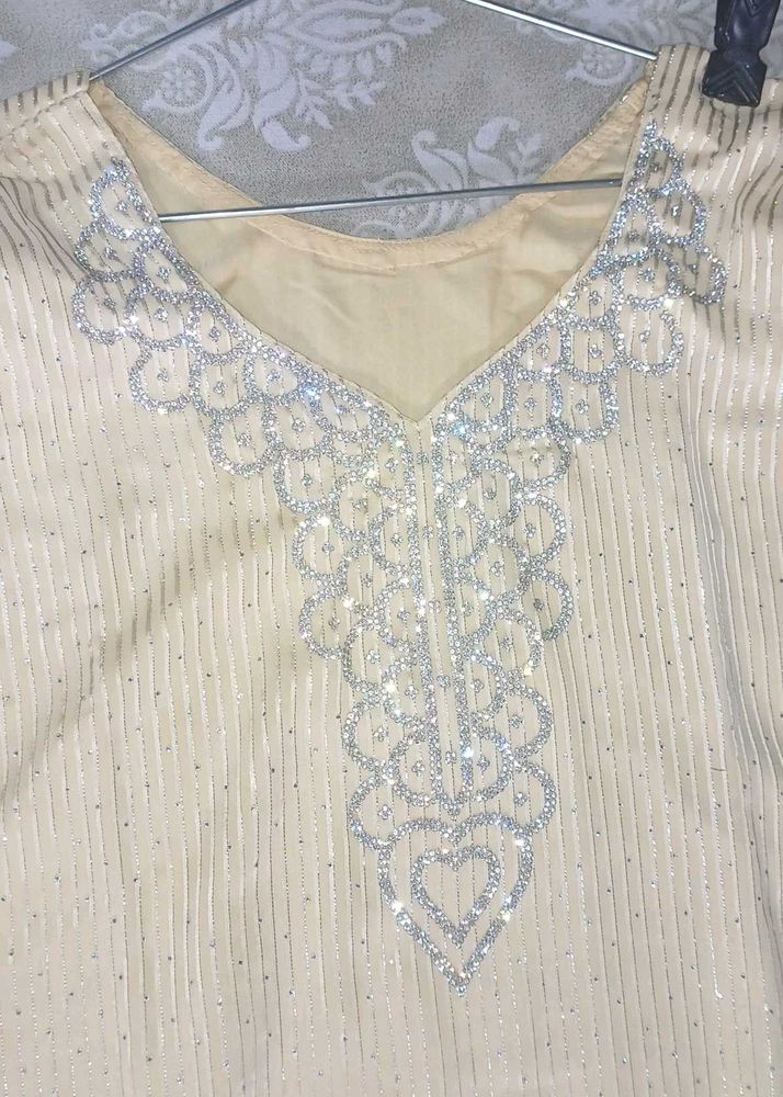 Golden Kurti Plazo Dupatta Set