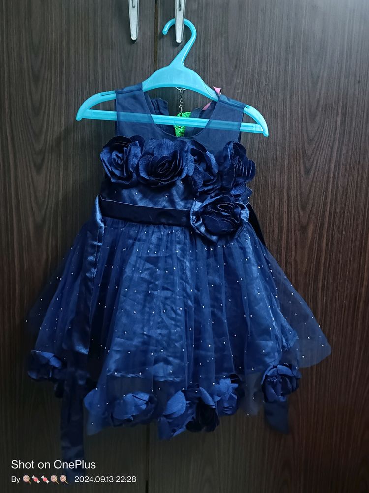 Navy Blue Netted Frock