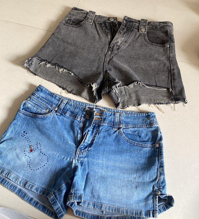 Super Combo Of 2 Trendy Denim Shorts