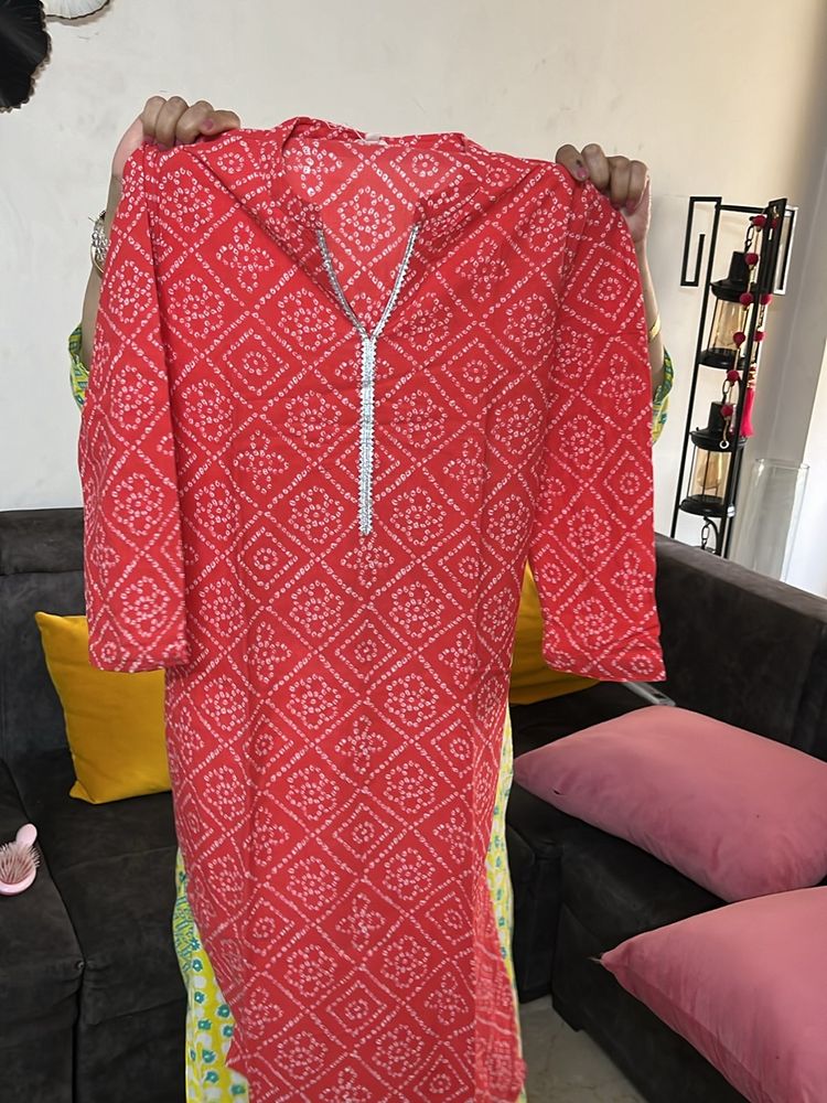 Red Silver Kurti