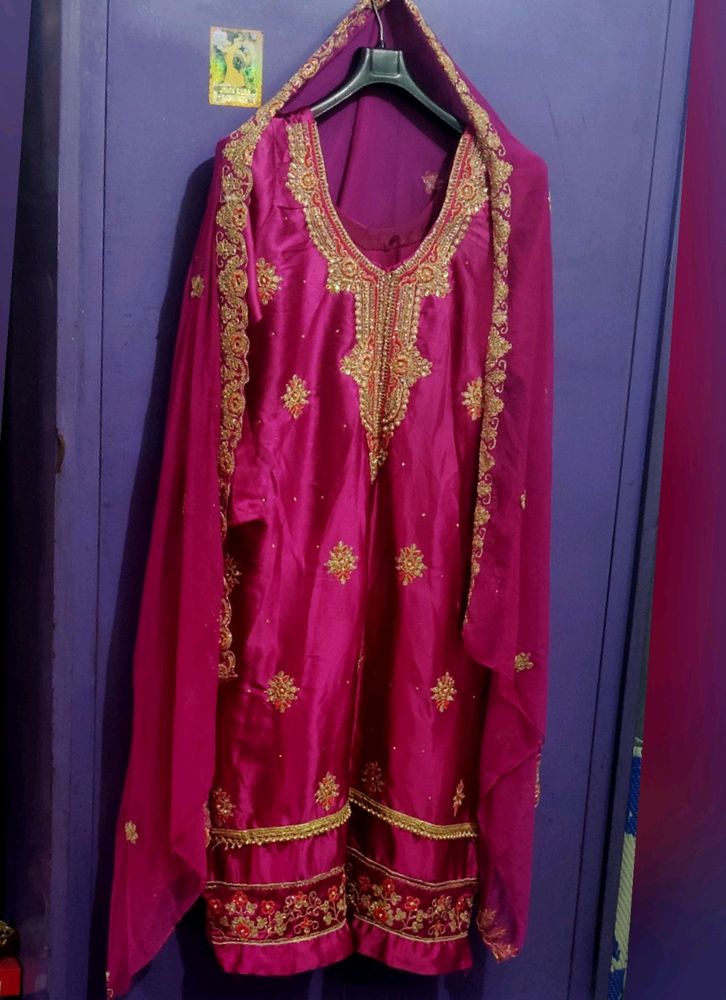 Beautiful Embroidery Golden Work Kurta set