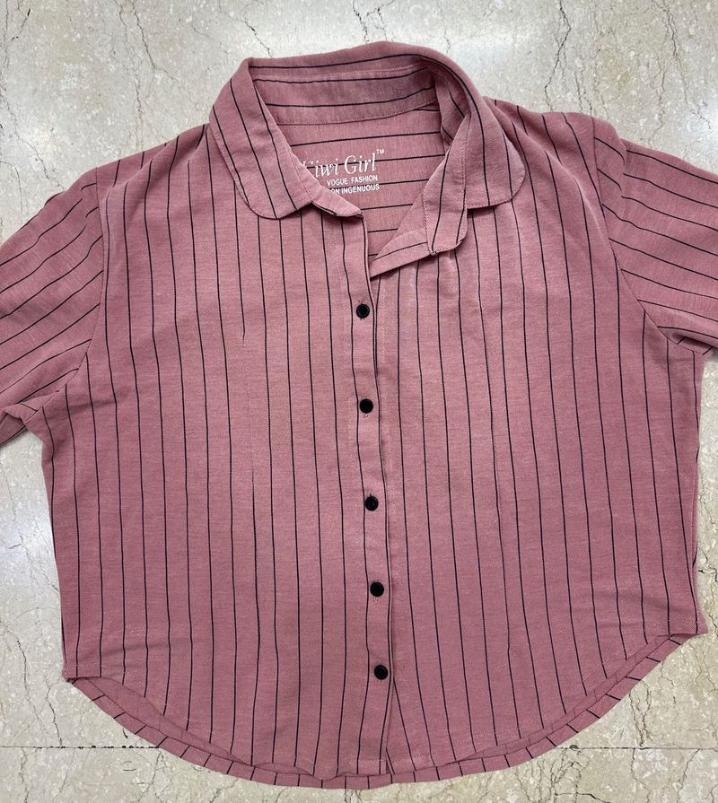 Pink Shirt With Black Stripes