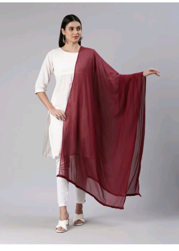 Chiffon Solid Grey Women Dupatta