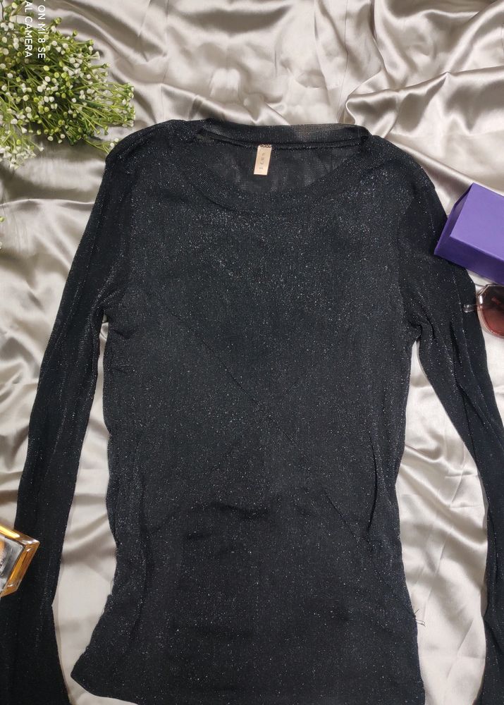 black shimmer inner top