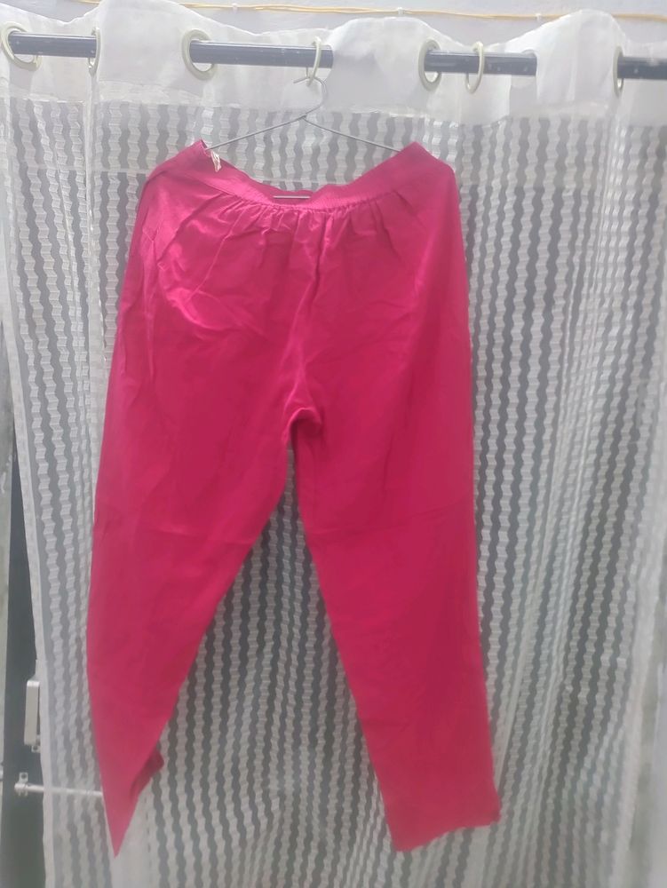 Pink Ankle Length Cotton  Pant