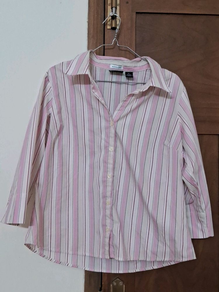 Pink And White Striped Shirt