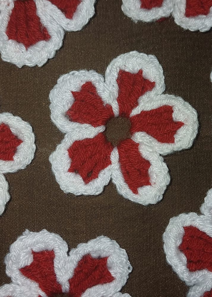 Red White Crochet Flowers