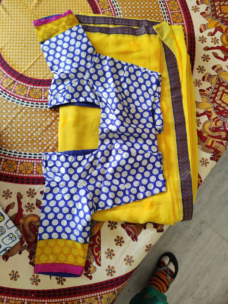 Bollywood Inspired Bright Yellow Saree With Blouse