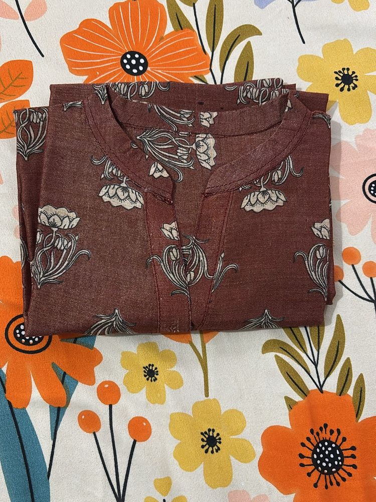 Brown Cotton Silk Kurti