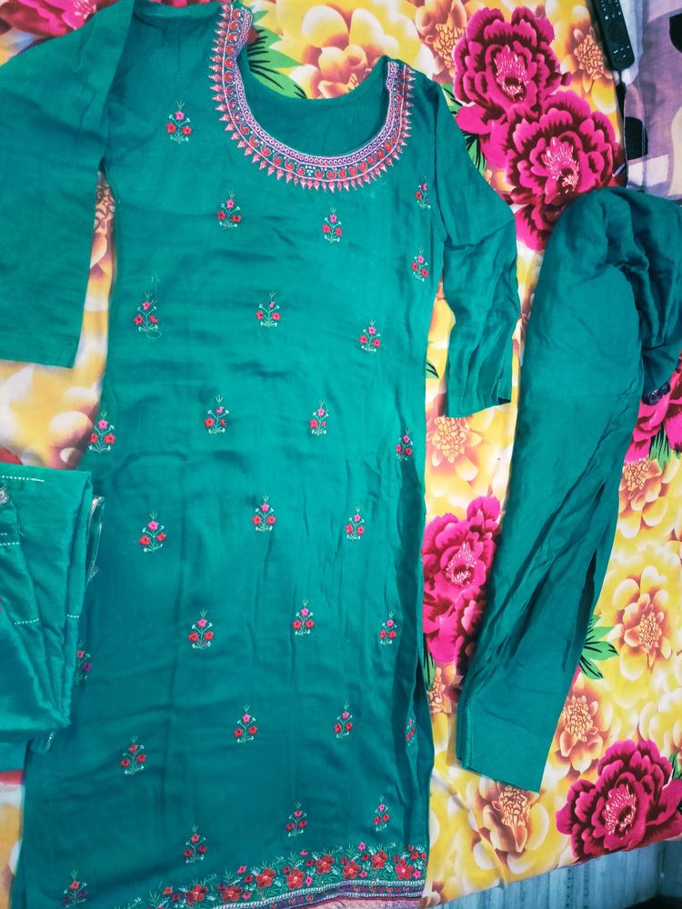 Cotton Suit Set With Dupatta