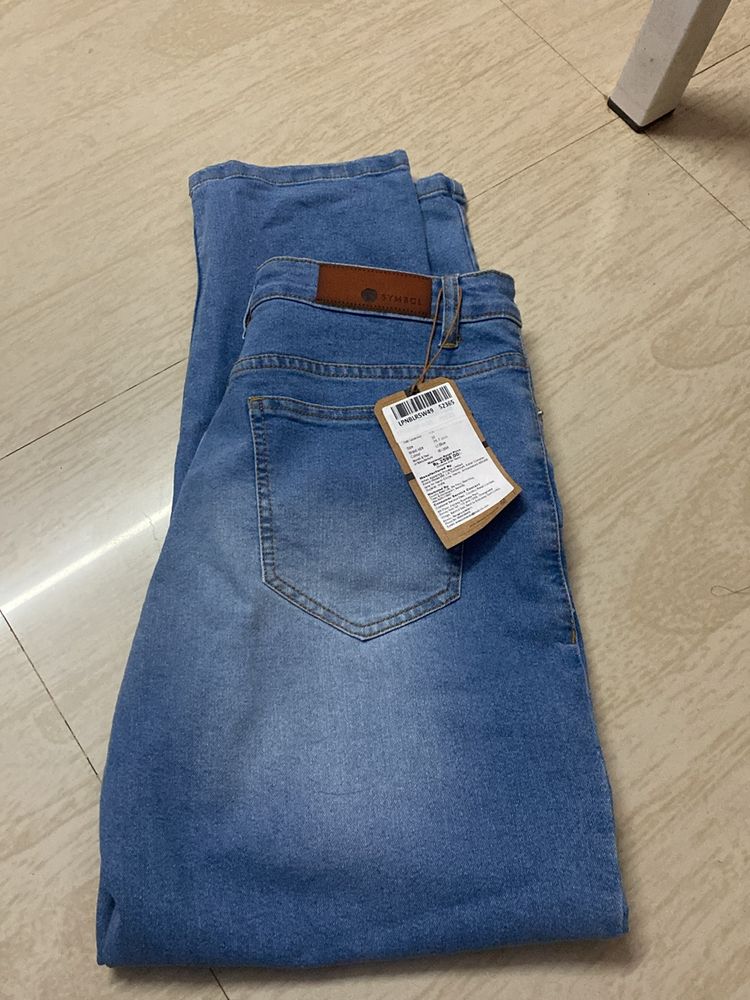 Straight Leg Blue Jeans - mom Fit